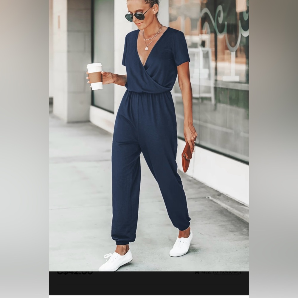 NWT Midnight Blue Surplice Jogger Jumpsuit